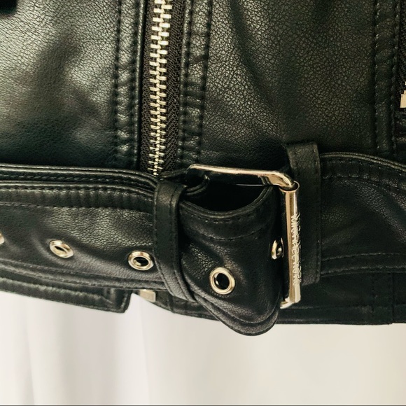 Michael Kors Black Faux Women’s Leather Moto Jkt - Picture 3 of 14